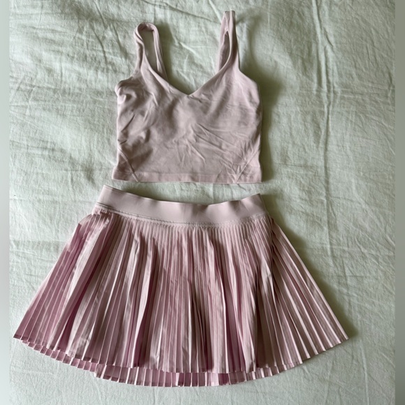 lululemon athletica Dresses & Skirts - Lululemon bundle align tank and Varsity HR pleated tennis skirt, pink organza